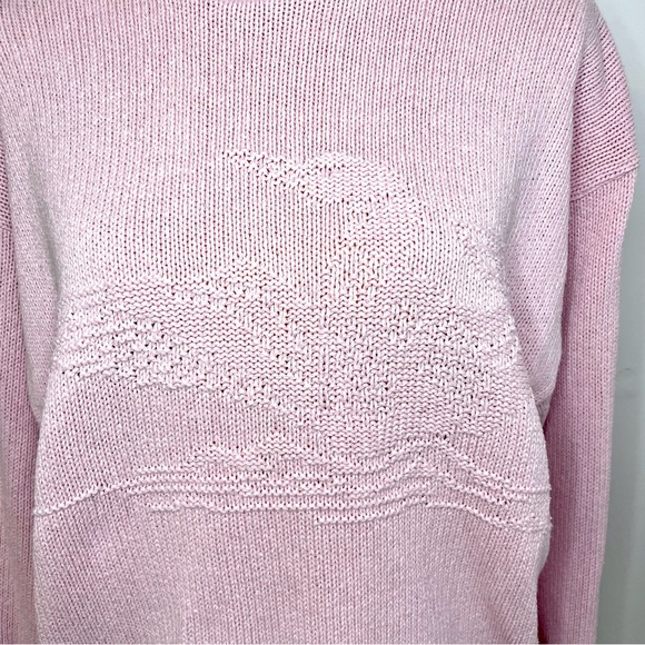 Vintage Parkhurst Duck Sweater Crew neck Twee Embossed L Baby Pink Cottagecore - Picture 3 of 14